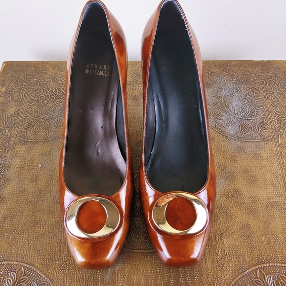 Stuart Weitzman Brown Patent Leather Heels - Picture 2 of 8